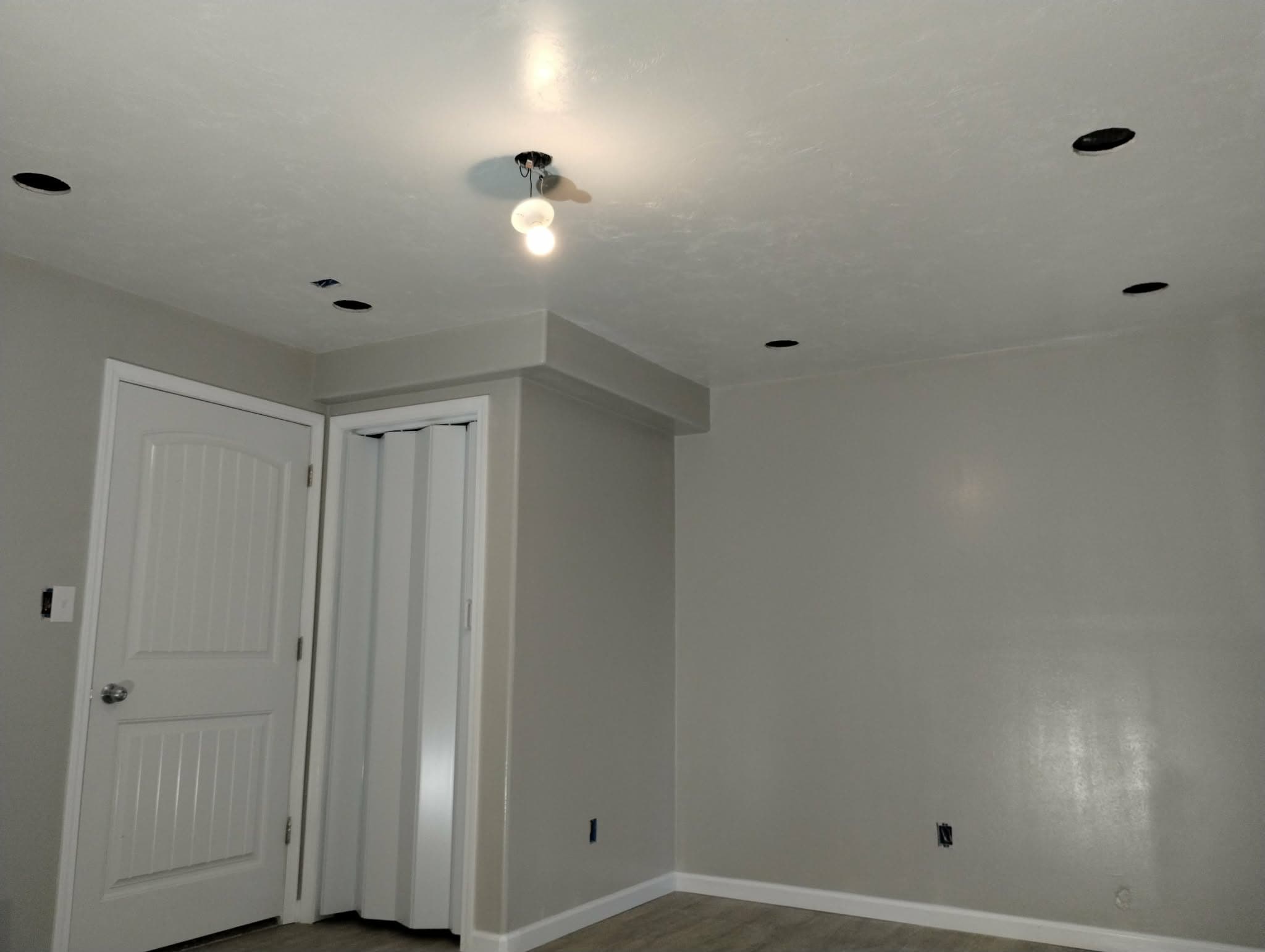 Finished basement living space with modern design